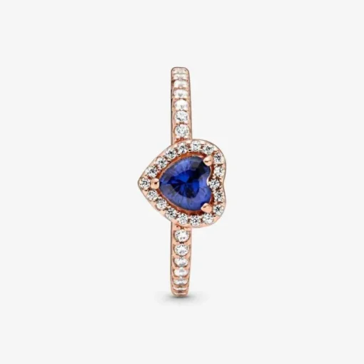 PANDORA - Anello con cuore in rilievo blu scintillante