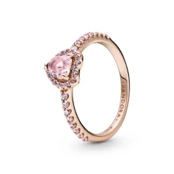 PANDORA - Anello Cuore in rilievo scintillante Rose gold and orchid pink