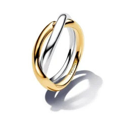 Pandora - Anello Fascia Intrecciata Bicolore