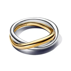 Pandora - Anello Fascia Intrecciata Bicolore