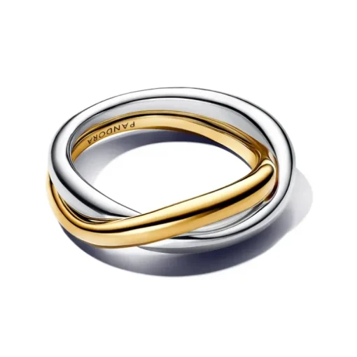 Pandora - Anello Fascia Intrecciata Bicolore