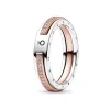 Pandora - Anello Logo e Pavè Bicolore