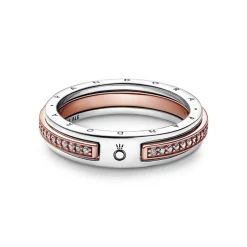 Pandora - Anello Logo e Pavè Bicolore