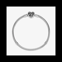 Pandora Bracciale con maglia snake, chiusura a cuore e albero della vita