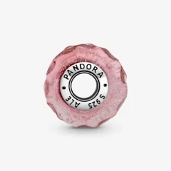 Pandora Charm in vetro di Murano rosa con onde