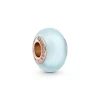 Pandora-Charm in vetro di Murano blu opaco