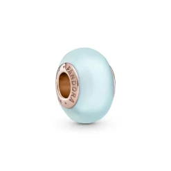 Pandora-Charm in vetro di Murano blu opaco
