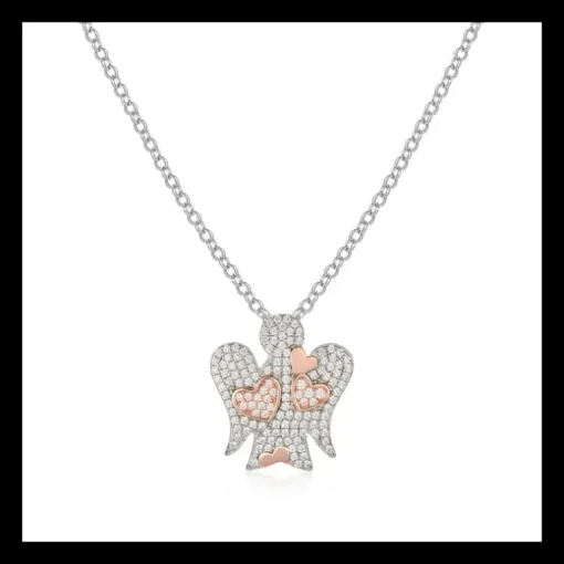 ROBERTO GIANNOTTI - COLLANA IN ARGENTO CON ANGELO CUORI E ZIRCONI