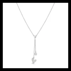 ROBERTO GIANNOTTI COLLANA A Y IN ARGENTO CON CIONDOLO CUORE E PAILLETTES