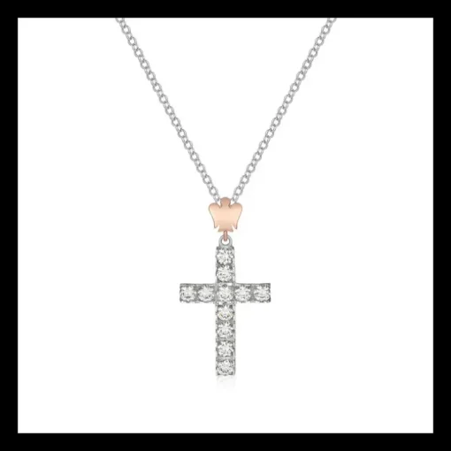 ROBERTO GIANNOTTI - COLLANA CROCE IN ARGENTO E ANGELO
