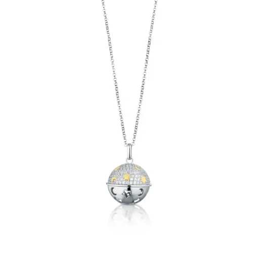 ROBERTO GIANNOTTI - COLLANA CHIAMA ANGELI IN ARGENTO BIANCO E GIALLO E ZIRCONI