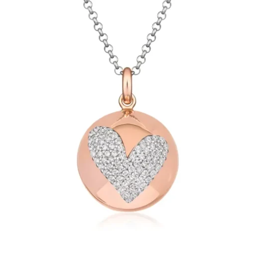 ROBERTO GIANNOTTI - COLLANA CHIAMA ANGELI IN ARGENTO ROSATO E CUORE DI ZIRCONI