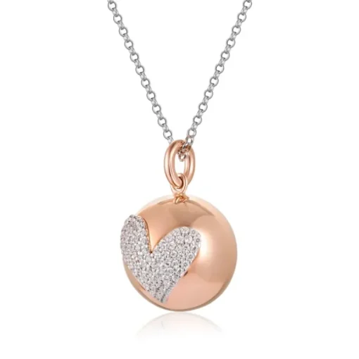 ROBERTO GIANNOTTI - COLLANA CHIAMA ANGELI IN ARGENTO ROSATO E CUORE DI ZIRCONI