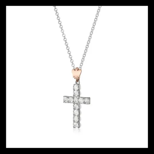 ROBERTO GIANNOTTI - COLLANA CROCE IN ARGENTO E ANGELO