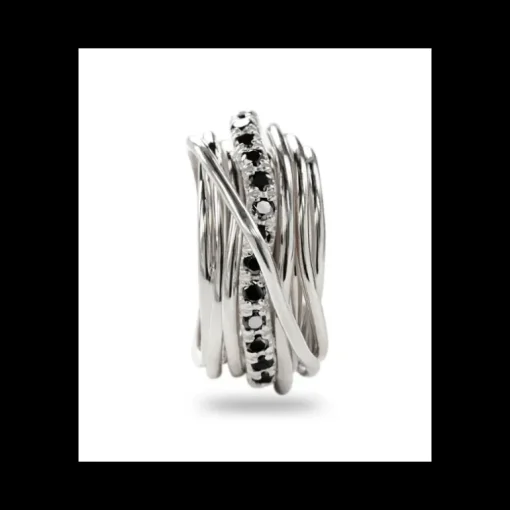 Rubinia Gioielli - Anello Filodellavita Rock 13 fili in Argento 925 e Diamanti Black