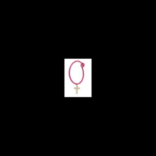 Rue des Mille - MONO ORECCHINO CROCE HOOP FUCSIA FLUO ORO18KT