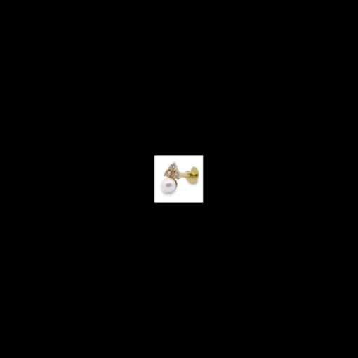 Rue des Mille - ORECCHINO PIERCING HELIX TRIANGOLO PERLA E DIAMANTI LAB GROWN ORO18KT