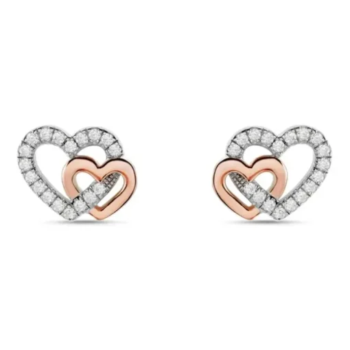 Stroili - Orecchini Lobo Silver Moments Argento Bicolore Bianco / Rosa Cubic Zirconia