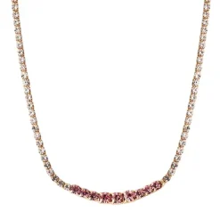Stroili - Collana Tennis Romantic Shine Metallo Rosa Cristallo