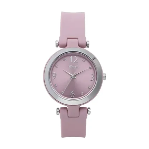 STROILI - Orologio solo tempo con cinturino in silicone rosa e cassa in acciaio
