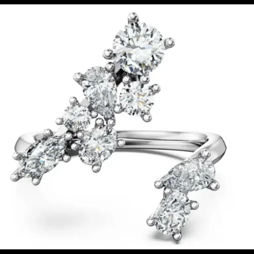 Swarovski - Anello bypass Galaxy Diamanti creati in laboratorio 1,25 ct tw, Taglio misto, Oro bianco 18 K