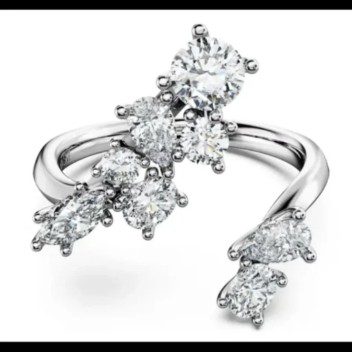 Swarovski - Anello bypass Galaxy Diamanti creati in laboratorio 1,25 ct tw, Taglio misto, Oro bianco 18 K