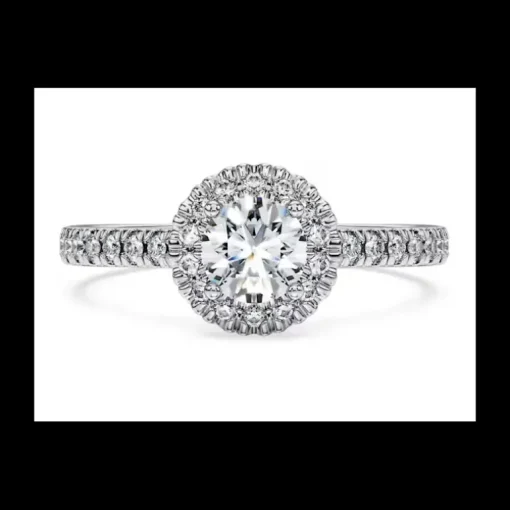 Swarovski - Anello solitario halo Eternity Diamanti creati in laboratorio 0,8 ct tw, Taglio Round, Oro bianco 18 K
