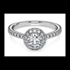 Swarovski - Anello solitario halo Eternity Diamanti creati in laboratorio 0,8 ct tw, Taglio Round, Oro bianco 18 K