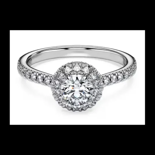 Swarovski - Anello solitario halo Eternity Diamanti creati in laboratorio 0,8 ct tw, Taglio Round, Oro bianco 18 K