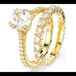 SWAROVSKI - Anello Stilla Taglio Round, Bianco, Placcato color oro