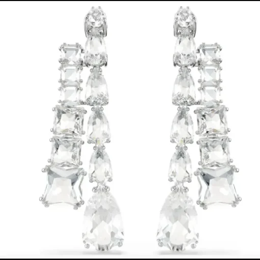 SWAROVSKI - Orecchini pendenti Matrix Taglio misto, Bianchi, Placcato rodio