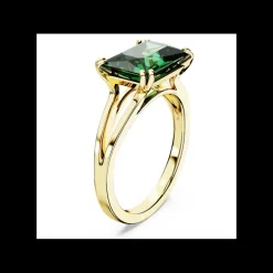 Swarovski - Anello cocktail Matrix Taglio rettangolare, Verde, Placcato color oro