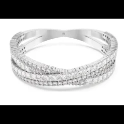 Swarovski - Bracciale rigido Hyperbola Taglio misto, Infinito, Bianco, Placcato rodio