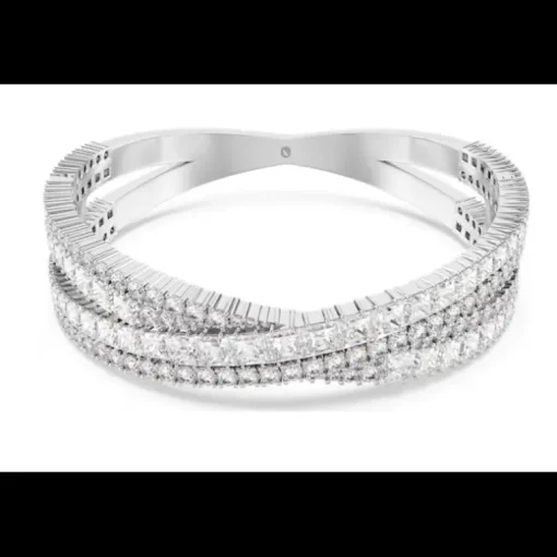 Swarovski - Bracciale rigido Hyperbola Taglio misto, Infinito, Bianco, Placcato rodio
