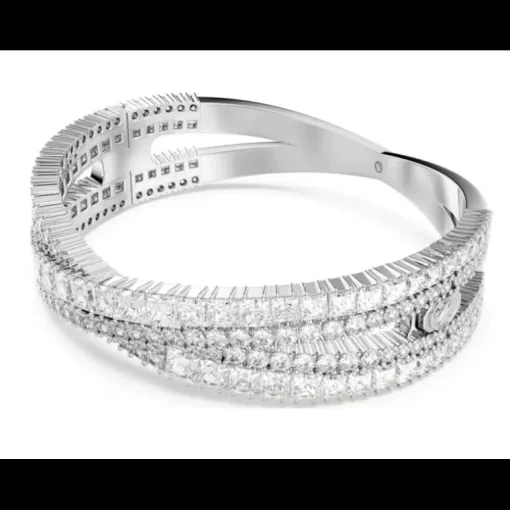 Swarovski - Bracciale rigido Hyperbola Taglio misto, Infinito, Bianco, Placcato rodio