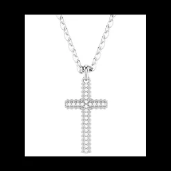 Swarovski - Collana con Pendente Insigne Pavé, Croce, Bianco, Placcato rodio