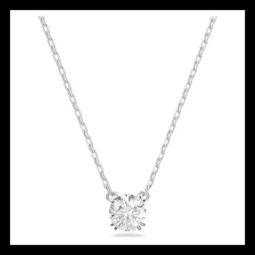 Swarovski Collana con Pendente Stilla Taglio Round, Bianco, Placcato rodio