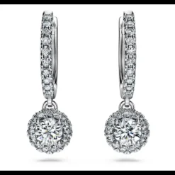 SWAROVSKI - Orecchini pendenti Eternity Taglio Round, Oro bianco