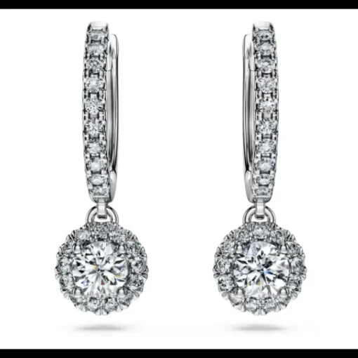 SWAROVSKI - Orecchini pendenti Eternity Taglio Round, Oro bianco