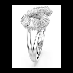 Swarovski- Anello cocktail Hyperbola, Infinito, Bianco, Placcato rodio