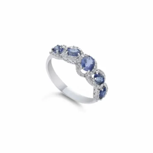 Tramontano - Anello Veretta Zaffiro e Brillanti