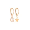 VERSARI - Orecchino con ciondolo iniziale R pavé e orecchino con stellina galvanica oro rosa