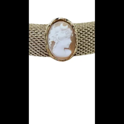 VINTAGE BIJOUX - Choker con 5 inserti in cammeo e perle