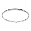 Zancan - Bracciale a grumetta in argento con targa ed inserti in oro rosa e pietre nere.