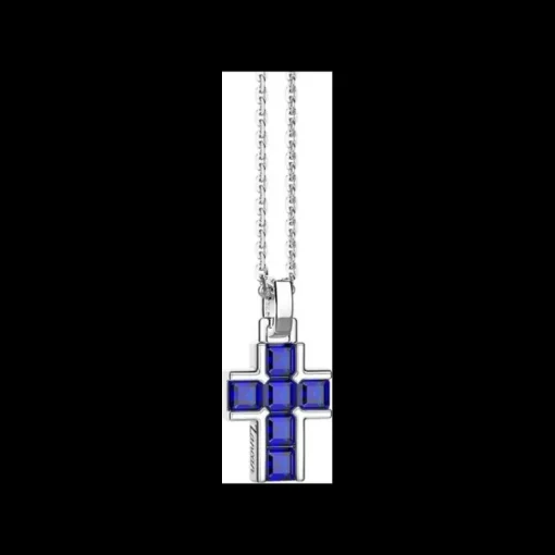 Zancan - Collana croce in argento con pietre naturali