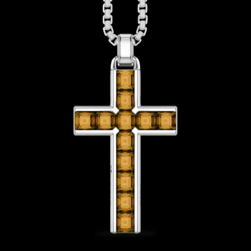 Zancan Collana in argento con pendente a croce e pietre naturali.